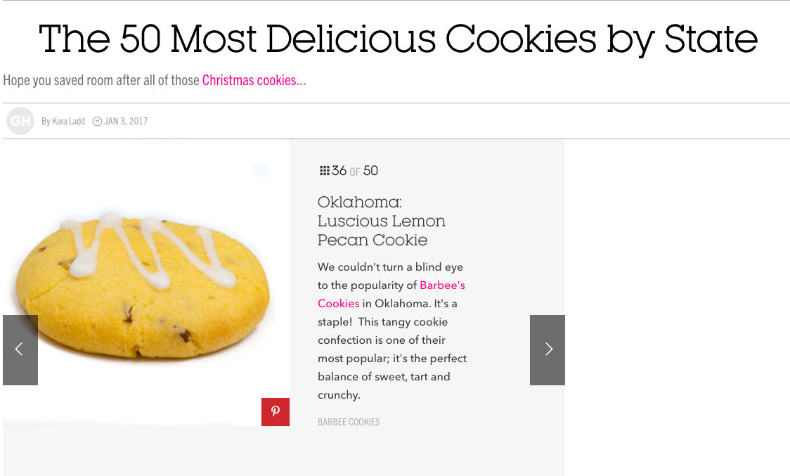 Good Housekeeping – Barbee Cookies’ Luscious Lemon Pecan Cookie Named Most Delicious Cookie in Oklahoma