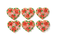 A Dozen Coral Rose Heart Cookies