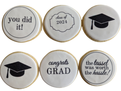 One Half Dozen Printed Graduation Cookies
