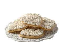 White Rosette Heart Cookies