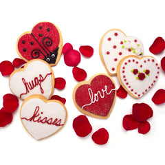 A Dozen Decorated Red Valentine's Day Cookies
