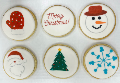 Half Dozen Christmas Printed Cookies (Shippable)