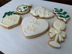 A Dozen Modern Decorated Wedding Cookies