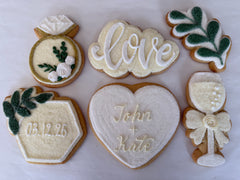 A Dozen Modern Decorated Wedding Cookies