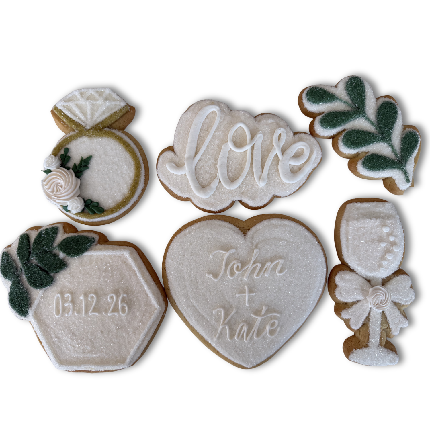 A Dozen Modern Decorated Wedding Cookies