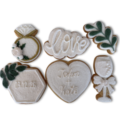 A Dozen Modern Decorated Wedding Cookies
