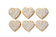 A Dozen White Rosette Heart Cookies