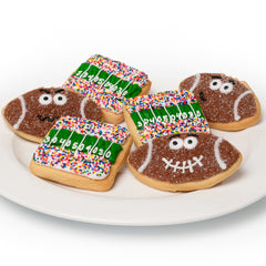 A Dozen Decorated Football Cookies