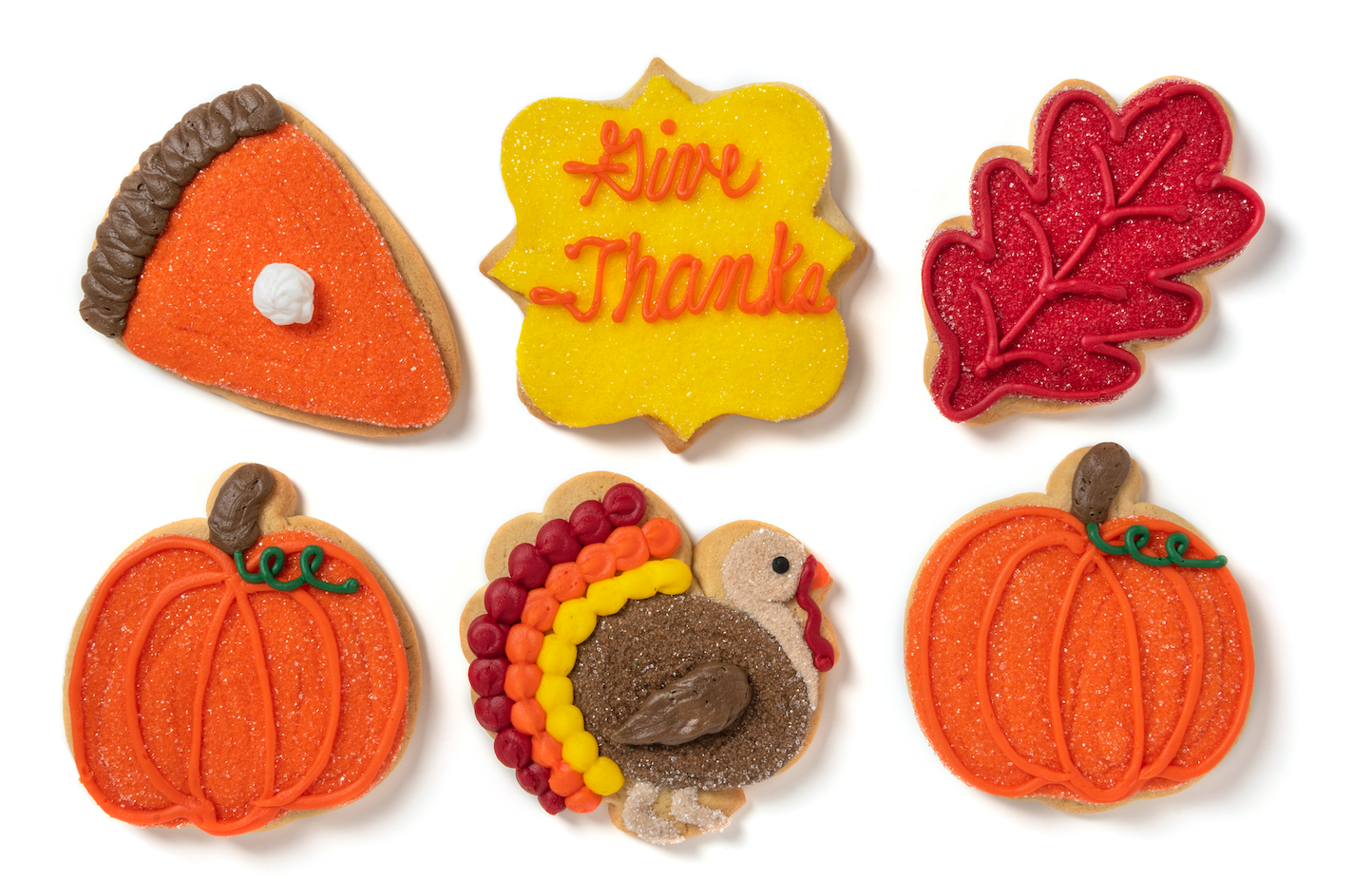 A Dozen Decorated Thanksgiving Cookies