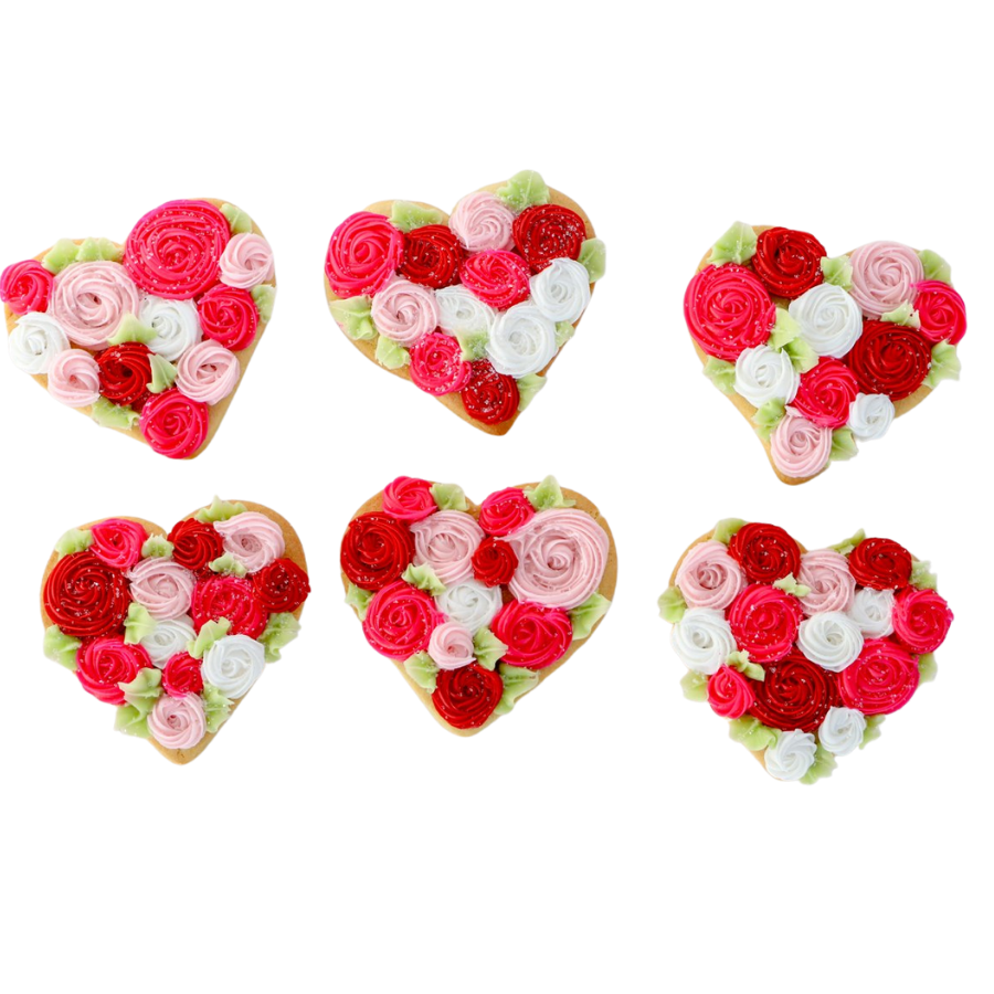 A Dozen Rose Heart Cookies