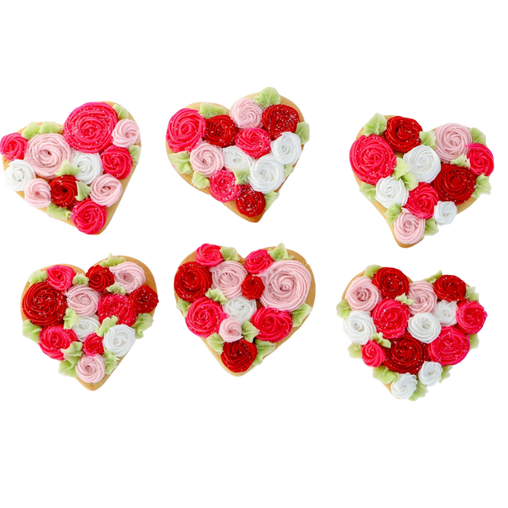 A Dozen Rose Heart Cookies