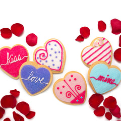 A Dozen Decorated Conversation Heart Cookies